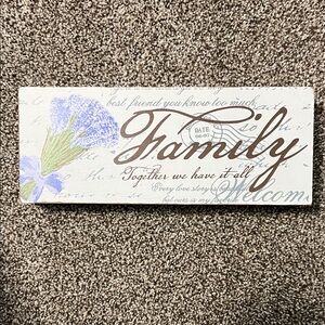 Family Together Wall Art with Blue and Green Floral Design